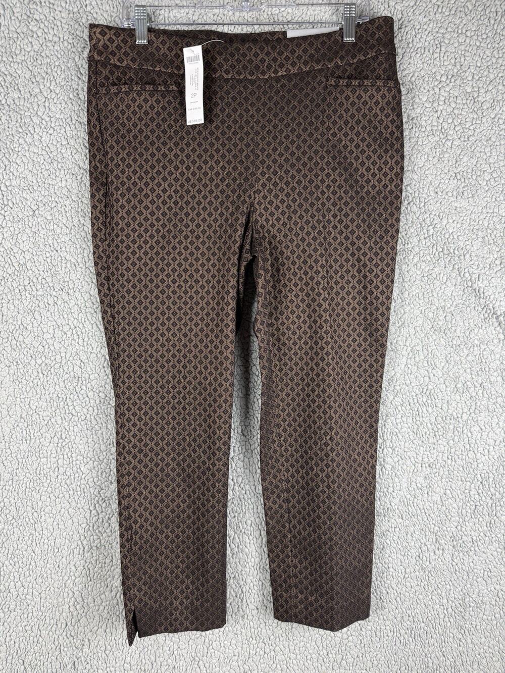 NWT Chico’s So Slimming 360 Brigitte Wine Geo Slim Ankle Pants Classic Wine 2P